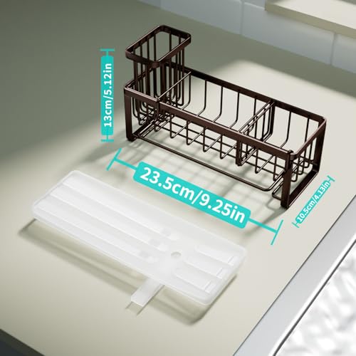 Sponge Holder for Kitchen Sink (Bronze / with Dishcloth Holder)