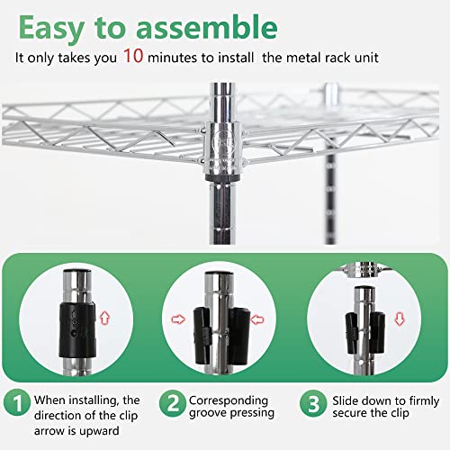 5 Tier Wire Shelf (Chrome / 17×12×48)