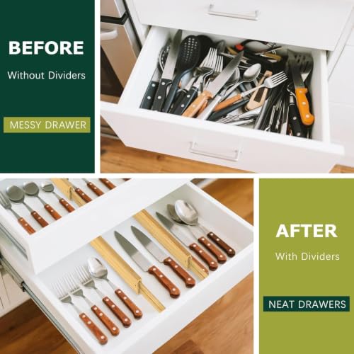 Kitchen Drawer Dividers 6 Pack Bamboo Drawer Organizers