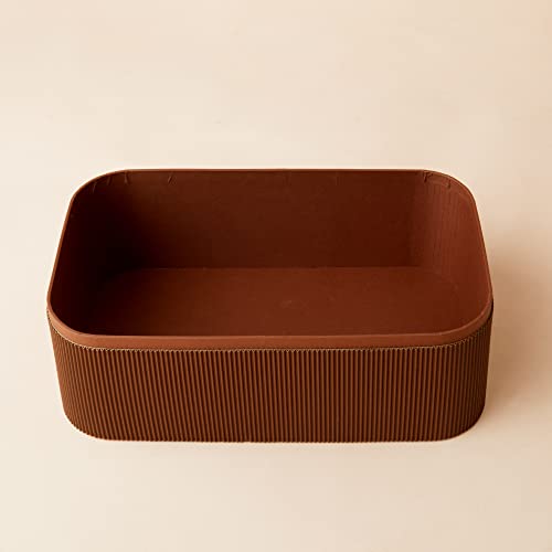 Decorative Storage Boxes with Lids Faux Leather (Chocolate Brown)
