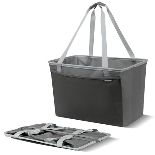 Collapsible Tote Baskets With Handles (Gray/Gray / 64l - 2 Pack)