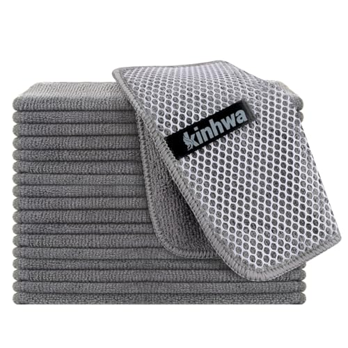 Dish Cloths for Washing Dishes with Scrub Side (Gray / 7inchx7inch)