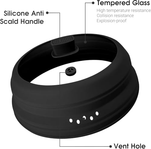 Microwave Splatter Cover for Food 9.8 Inch Microwave Cover with Handle (Black / 9.8Inch)