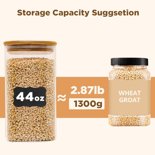 Glass Food Storage Jars Square 44oz (Square-44oz3pc)
