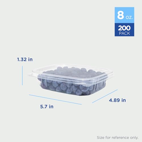 8 oz Clear Plastic Clamshell Containers with Hinged Lids (8oz)