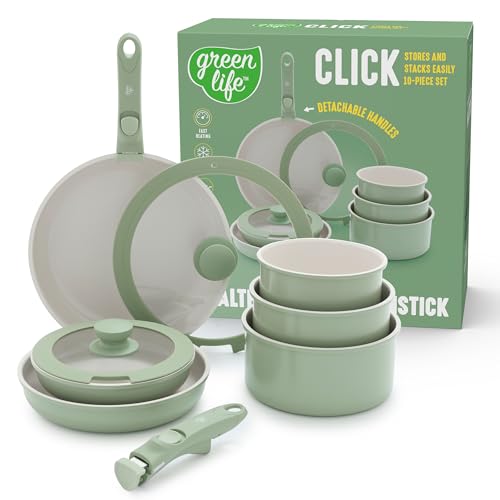 10 Piece Nonstick Pots & Pans Set (Sage Green)