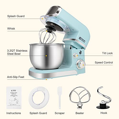 Stand Mixer 3.2Qt Small Electric Food Mixer (Blue)