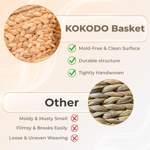KOKODO Wicker Storage Basket Set of 2 (Natural / Medium Set 2 12.5"Lx7.5"W)