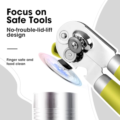 Heavy Duty Hand Can Opener Manual with Magnet (Lime Green)