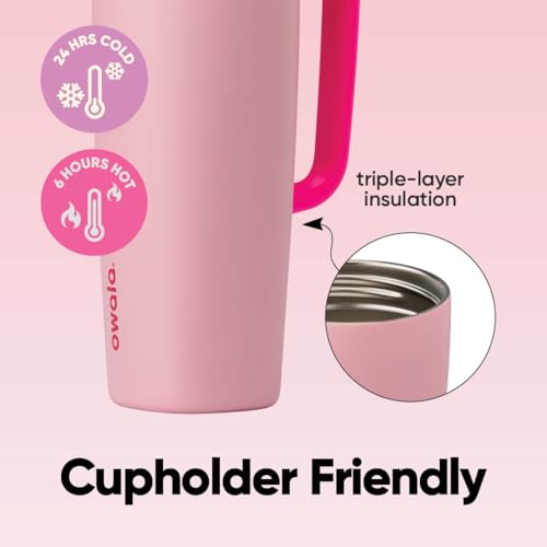 SmoothSip Slider Stainless Steel Insulated Travel Mug with Handle (With Handle / 24 Ounces / Pucker Up)