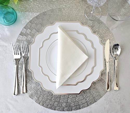 OCCASIONS " 960 Piece set (960 Piece (120 Guest) / I. Imperial White & Silver Rim)