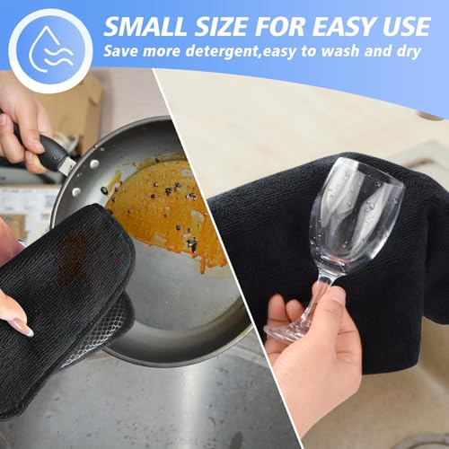 Dish Cloths for Washing Dishes with Scrub Side (Black / 7inchx7inch)