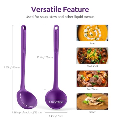 13 inch Silicone Soup Ladle (Large (4oz, 13in) / Purple)