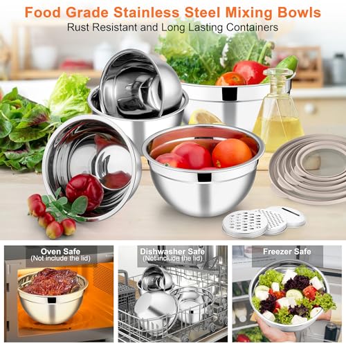 Mixing Bowls Set of 5 (Khaki / 4.6/2.6/1.5/1/0.7 QT)