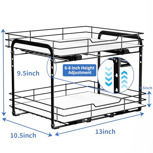 2 Tier Pull Out Spice Rack (2 Tier,13.5''Wx10.5''Dx9.5''H)