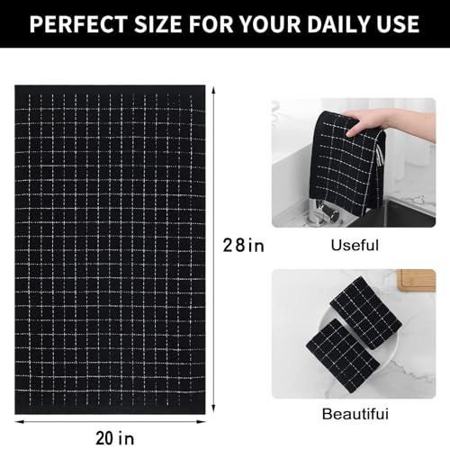 100% Cotton Terry Kitchen Towels (Black / 20 X 28 - 4 Pack)