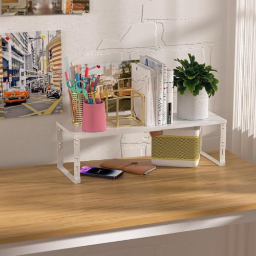 Heavy Duty Adjustable Metal Shelf Organizer (3 Packs/White / L:10.2"D x 16.5"W x 8.2"H)