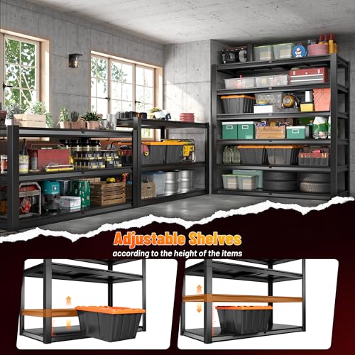 84.1" H Garage Shelving (6-Tier, 55.1"W x 25.8"D x 84.1"H)