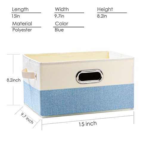Large Fodable Storage Baskets for Closet [3 (Blue&Cream / Large(3-Pack))
