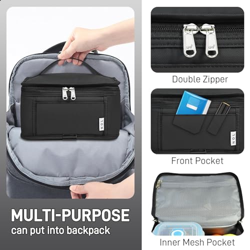 NOL Mini Insulated Lunch Bag for Women Men Kids (Black / Medium(5 Liters))