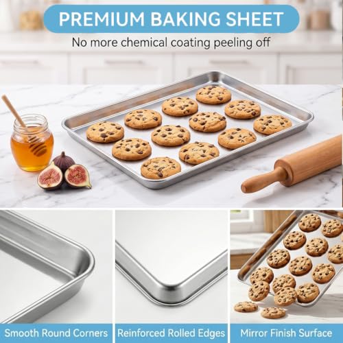Baking Sheet 16"x 12"x 1" Stainless Steel Cookie Sheet Pan (16inch)