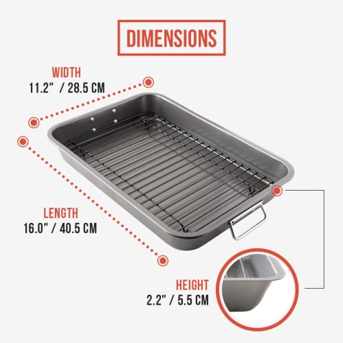 Nonstick Carbon Steel Large Roasting Pan with Rack (Large)