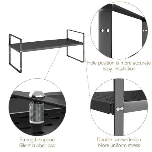 16.5~27.1" Expandable Shelf with Hole (Black / 2Pcs // 10.2''W-K)