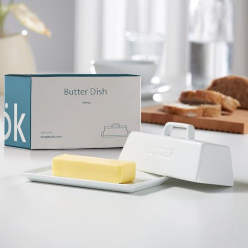 Ceramic Butter Dish with Lid (White)