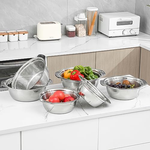 304 Stainless Steel Fine Mesh Colander Set (3.5qt / Primary color with handle)