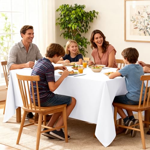 6 Pack White Tablecloths for Square Tables (White / 54x54 In, 6 Pack)