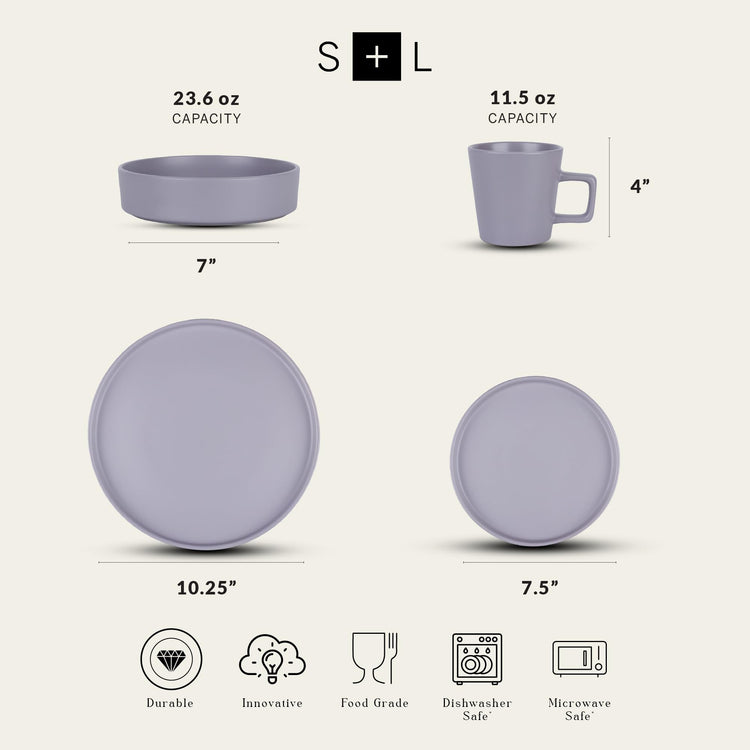 Cleo Stoneware 32 (Dinnerware Set / Service For 8 / Light Gray)