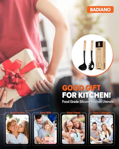 Kitchen Pasta Fork and Ladle Set (Black)