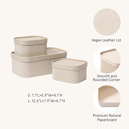 Decorative Storage Boxes with Lids Faux Leather (Gray)