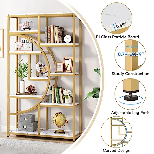 Bookshelf Industrial Etagere Bookcase (Gold / 2 Pack)