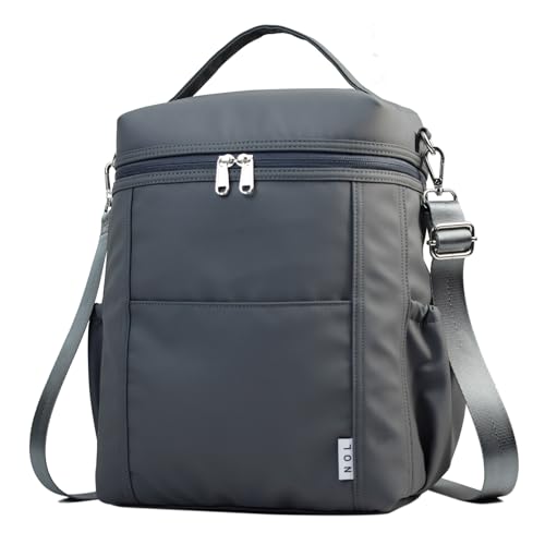 NOL Insulated Lunch Bags for Women Cooler Bag Lightweight Nylon Waterproof Lunch Box for Work (Dark Gray / Large (12 Liters))