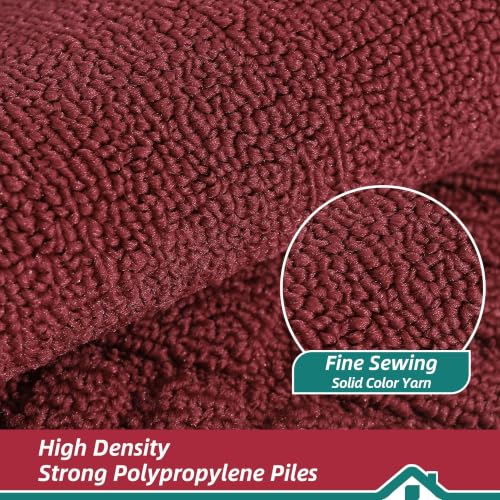 Kitchen Rugs Non Slip Washable 2PCS (Burgundy Red / 24"x35"+24"x60" (Rectangular))