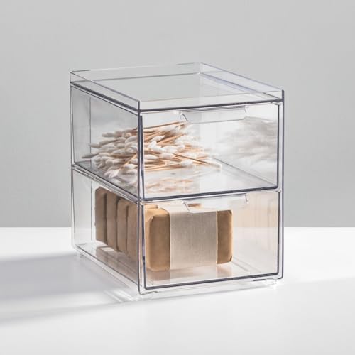 Stackable Storage Containers Box with 2 Pull (8 x 6 x 7 (Pack of 1))
