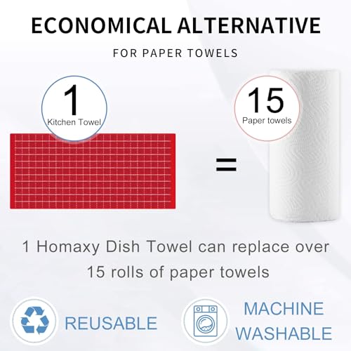 100% Cotton Terry Kitchen Towels (Red / 13 X 28 - 6 Pack)