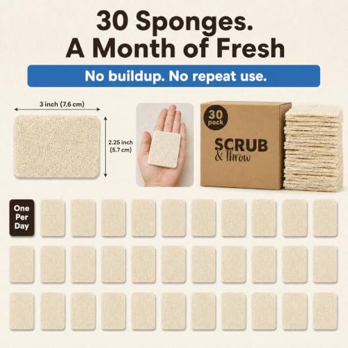 Disposable Natural Loofah Dish Sponges (Pack of 30)