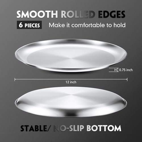 6 Pieces Silver Pizza Pans 12 Inch Bakeware (Silver / 12 Inch)