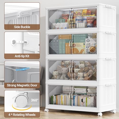 V60 700QT Plastic Stackable Storage Bins with Lid (White / 140QT-5Pack)