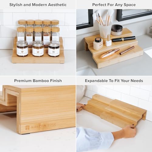 3 Tier Expandable Spice Rack Organizer (Natural Bamboo)