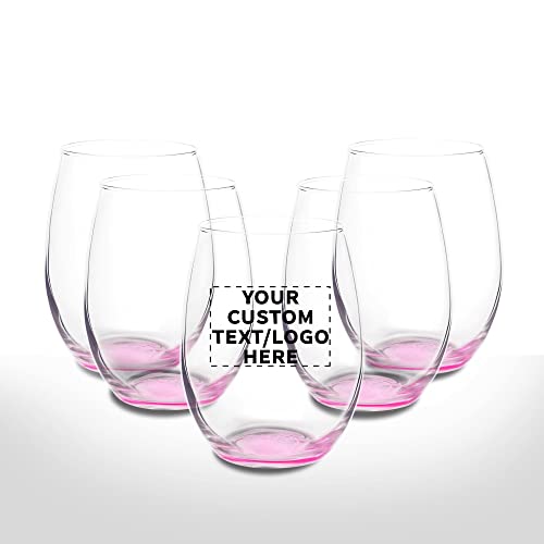 Stemless Wine Glasses in Bulk by ARC Perfection (Blank – Pink / 10 Count (Pack of 1))