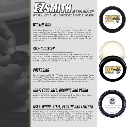 WICKED WAX - (2.0 oz.) - Cutting Edge Knife Protection - For Steel, Wood, Epoxy, Plastic, and Leather - 100% Organic & Food Safe - (USA Made) – Total Clean And Protect (Wicked Wax - ( 2.0 Ounces ))
