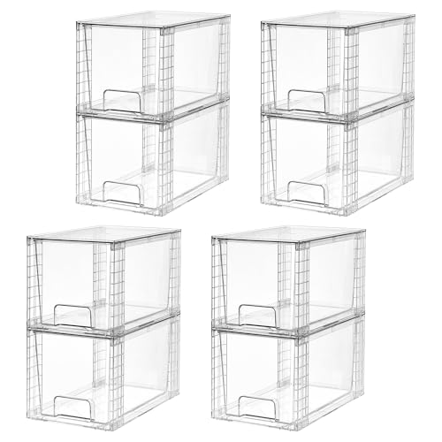 8 Pack Large Stackable Storage Drawers (Clear( 8 Pack) / Large)