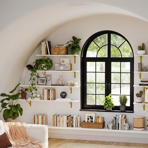 Long Wall Shelves (White and Gold / 47.3 Inch)