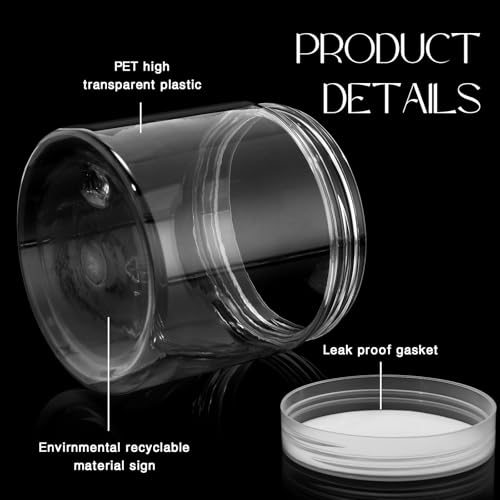 6 Pack 10 oz Plastic Jars Containers with Lids Wide (Clear / 10 oz)