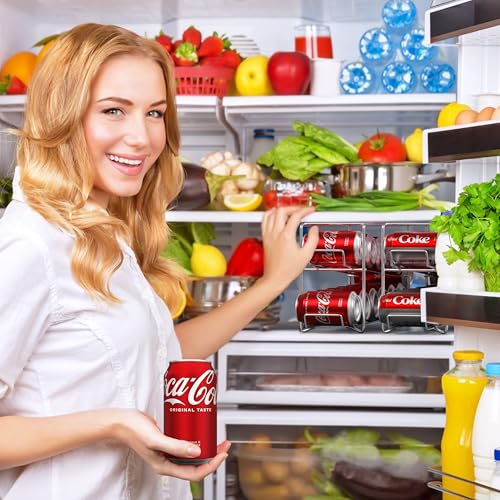 Soda Can Dispenser Rack for Fridge (Silver / 1 Pack)