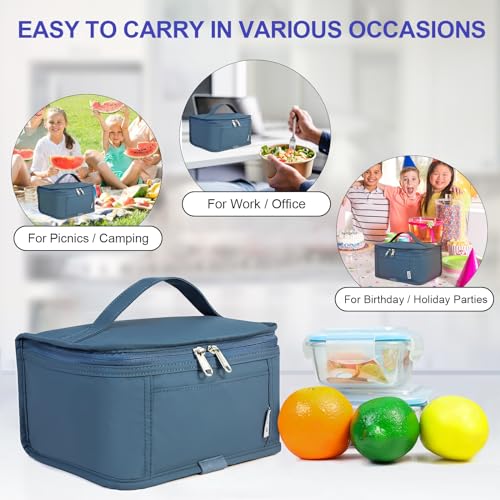 NOL Small Lunch Bag Mini Lunch Box Insulated Lunch Bag for Men (Dusty blue / Medium(5 Liters))