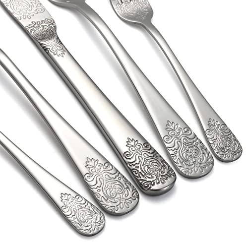 Silverware Set 40 Pieces Stainless Steel Flatware Cutlery Set Service for 8 Kitchen Utensil Tableware Sets Include Knives Forks Spoons for Kitchen Home Restaurant (Silver 40)
